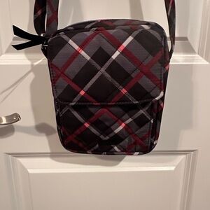 Vera Bradley Paris Plaid Crossbody Bag - Black and Red